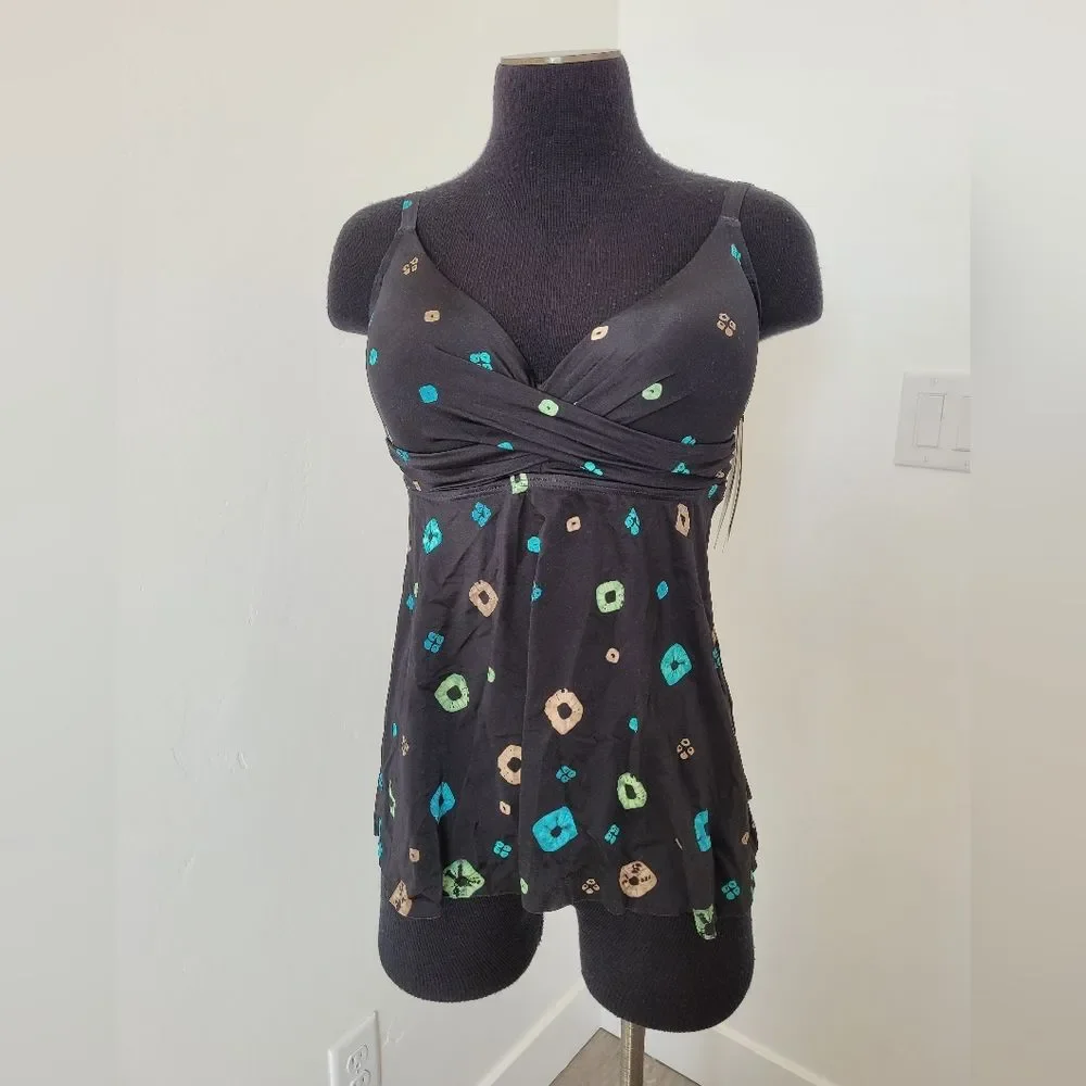 NEW Contours by Coco Reef Shapemakers Swim Top Tankini Pool Beach 34D Size 10 - Picture 4 of 9